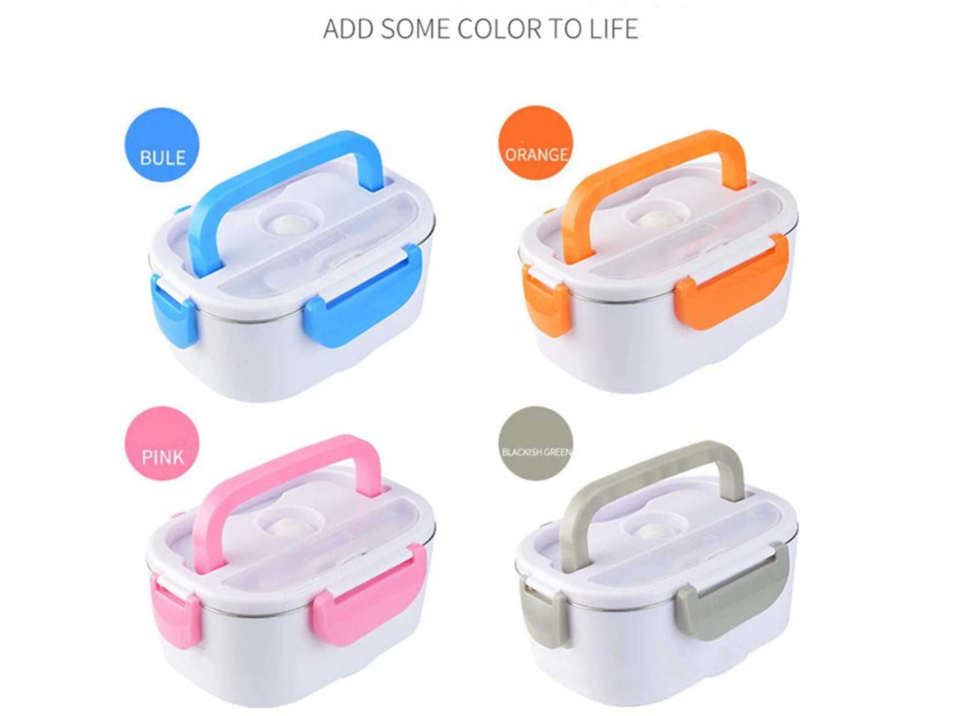 12v/24v/110v/220v Portable Food Warmer Electric Lunchbox Square Kitchen Food Storage Electrica Heating Thermal Stainless Steel