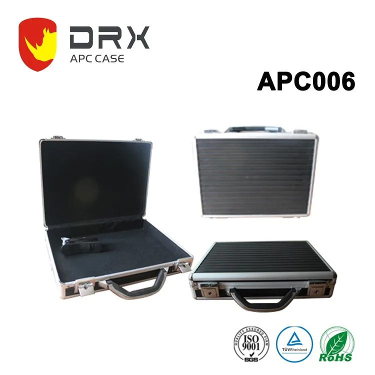 APC006      380*280*80mm     Aluminum Hard Case Foam Black Briefcase Portable Tool Case Aluminum Carrying Case