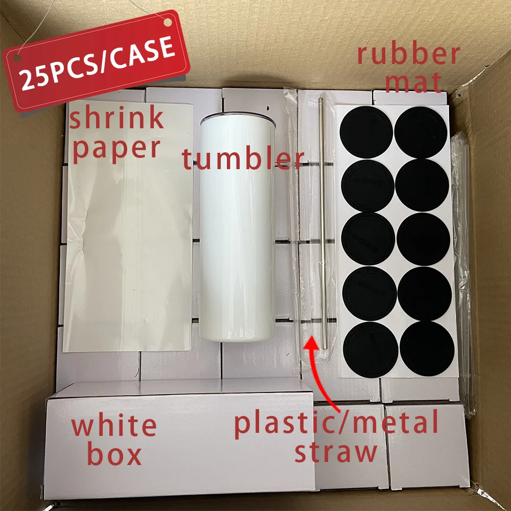 USA Warehouse Wholesale  20oz 30oz Stainless Steel Double Wall Skinny Straight Sublimation Tumblers with Straw