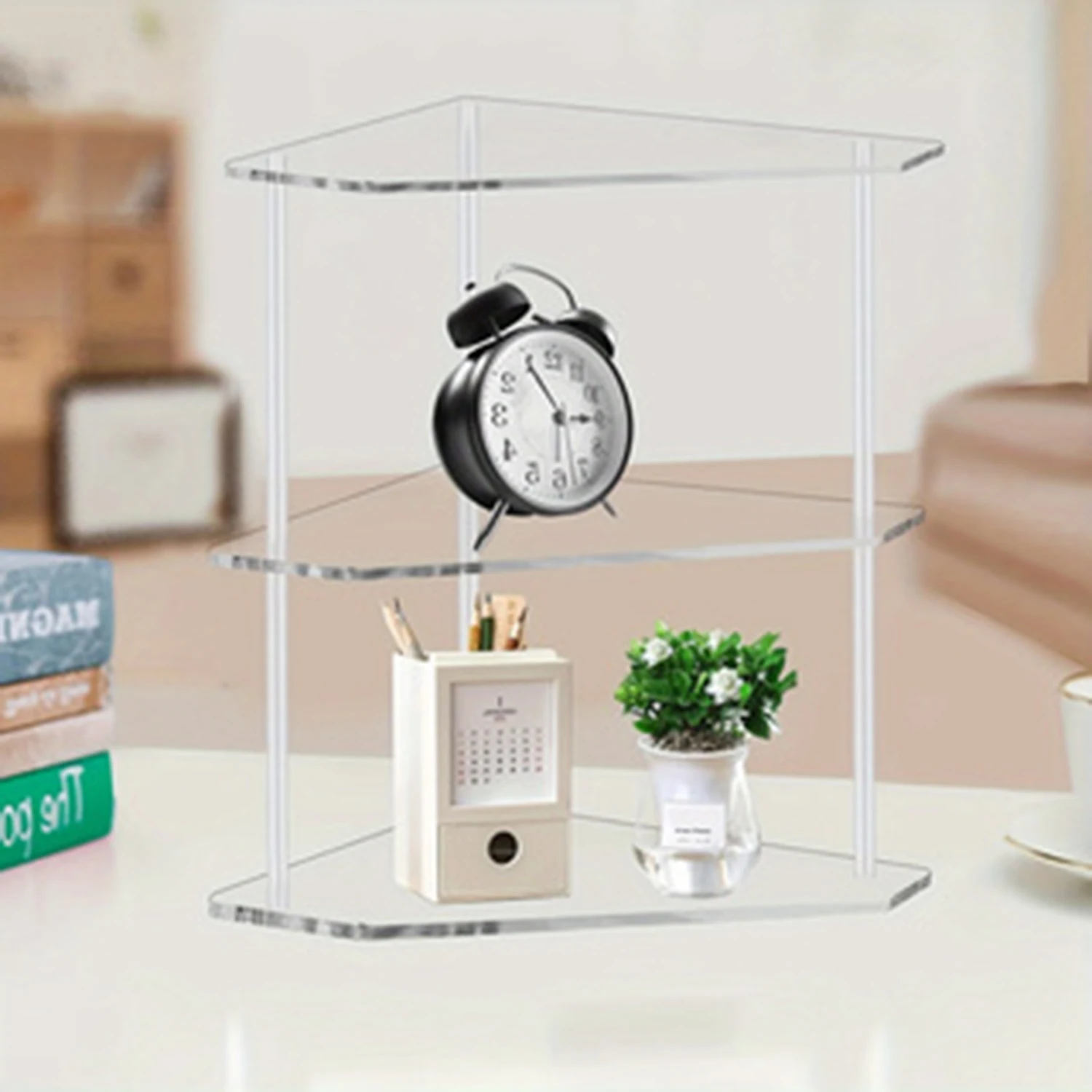Corner Bathroom Organizer Counter Shelf Acrylic Bathroom Table Organizer Stackable Shelves Clear Shower Corner Vanity Shelf