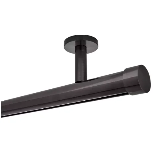 Traverse rod  1 1/8 inch  Single H Rail  Rod match  Black Ceiling mount