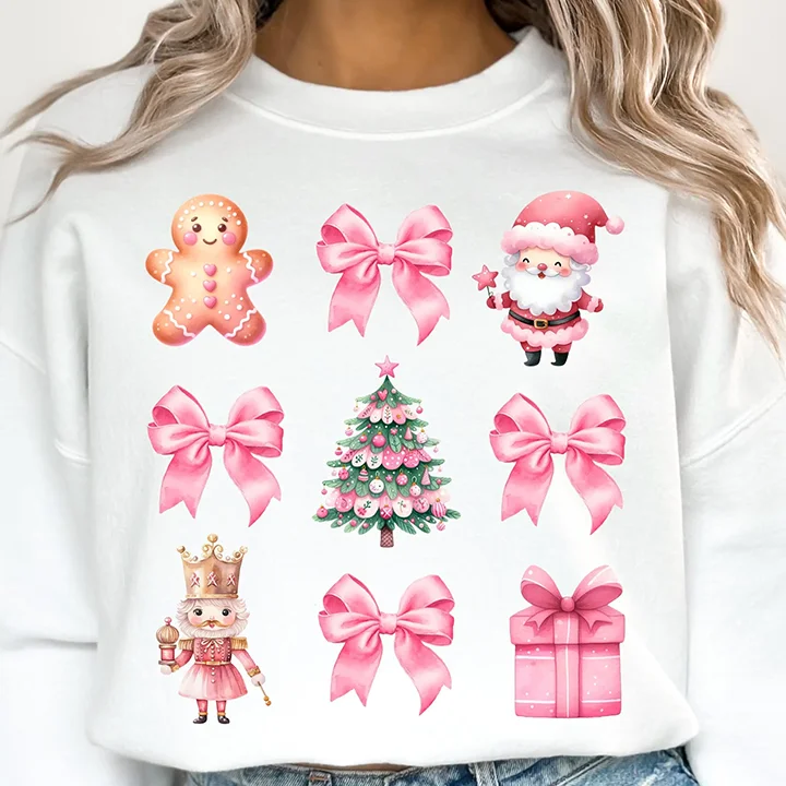 best seller Christmas bow coquette custom designs cold hot peel iron on dtf screen print heat transfers for t shirts sweatshirts