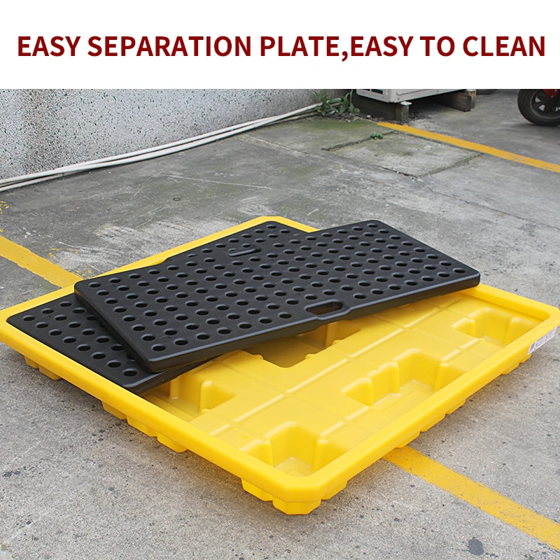 Environmental 4 Drum Anti Spill Containment Pallet Tray For Storage Pallet Rack