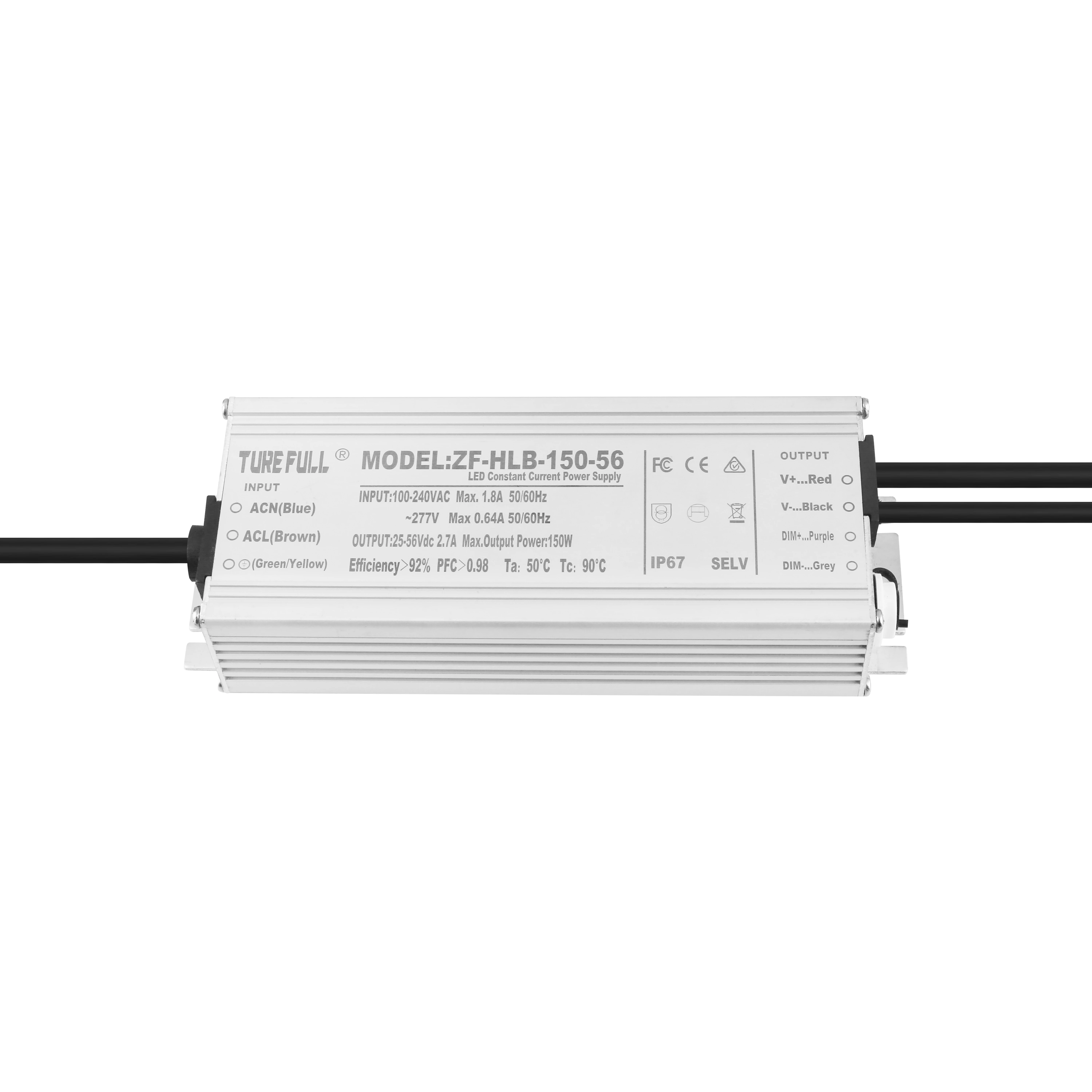 Factory Price 150W LED Street Lighting Power Supply Waterproof ROHS Certified Single Output Aluminium Driver