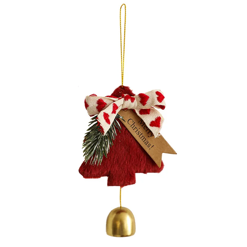 Xmas Hanging Ornaments Plush Christmas Tree Bell Merry Christmas Hanging Christmas Decorations for Tree