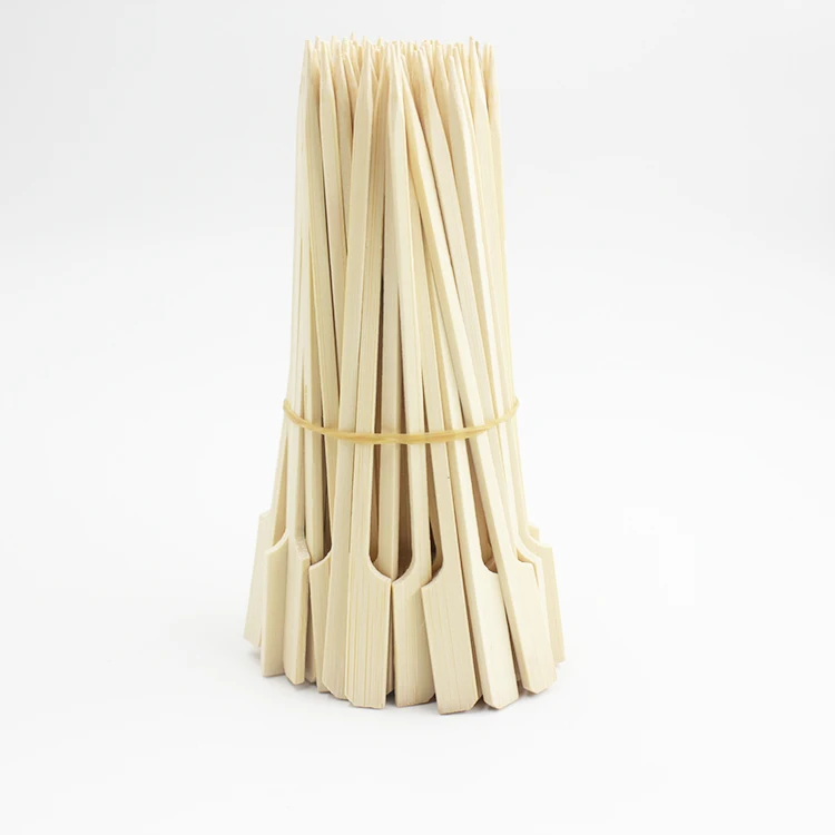 Wholesale Biodegradable Bamboo Skewer Customize Logo Reusable Paddle Teppo Skewer Stickers
