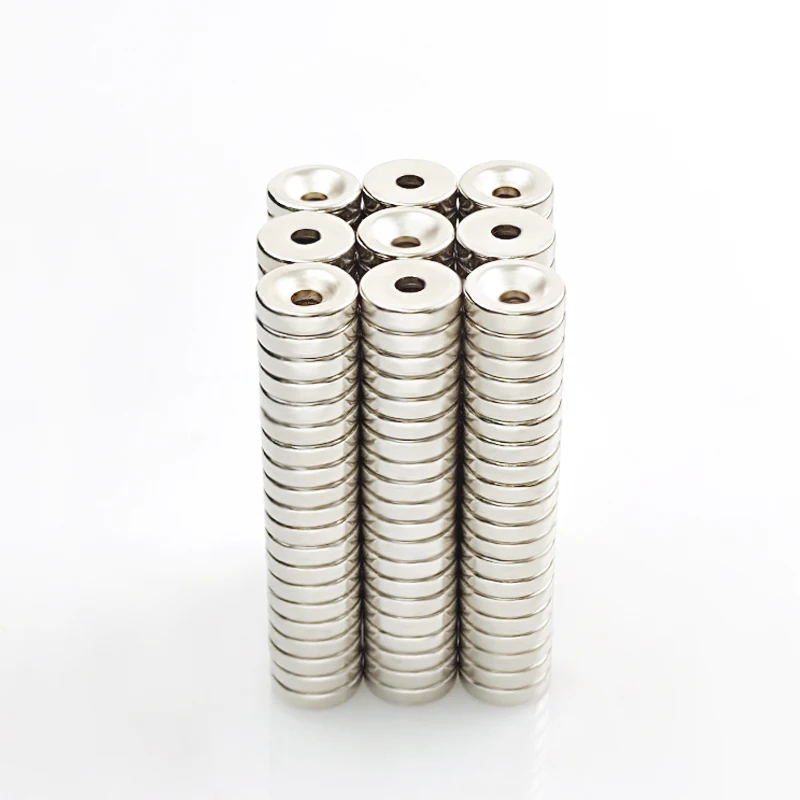 Ring Rare Earth Magnetic Material Sintered Neodymium Magnets Rod Magnet Countersunk Round Magnetism Strong