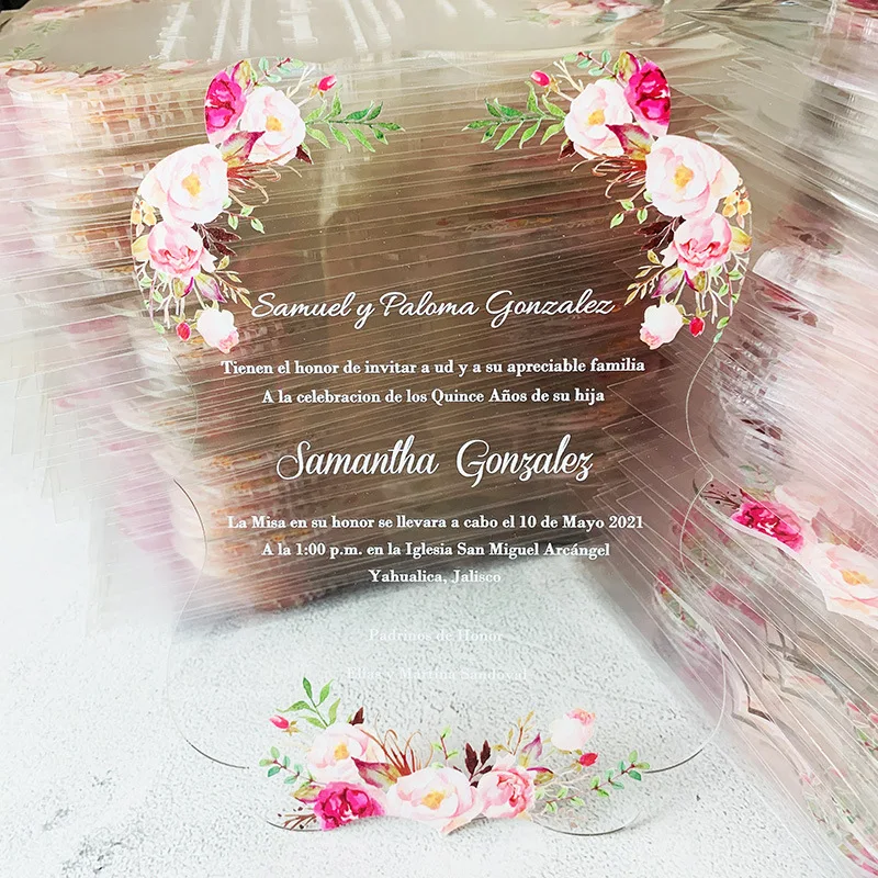 Custom Acrylic UV printing wedding acrylic invitations wedding custom plexiglass menu commemorative card invitation