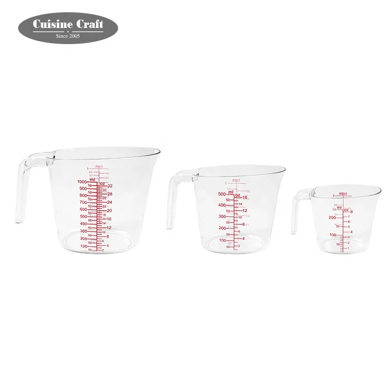 Hot selling  different content heat resistant plastic BPA Free liquid nesting stackable measuring cup