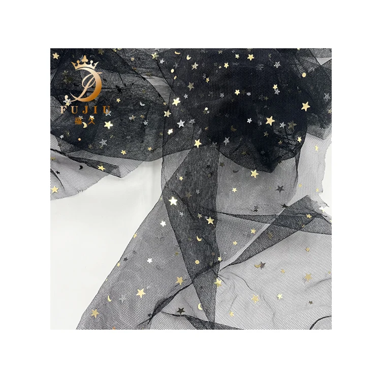 Fujiu hot selling 3d sequin fabric tulle mesh fabric kids skirt