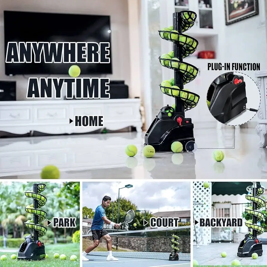 Portable Tennis Padel Pickleball Serving Machine With Slide Rail Ball Throwing Machine Tennis Practice Aid Machine