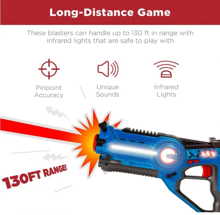 Hot sale set of 4 infrared laser tag set for kids and adults with synced blasters and vests laser gun toy outer door game