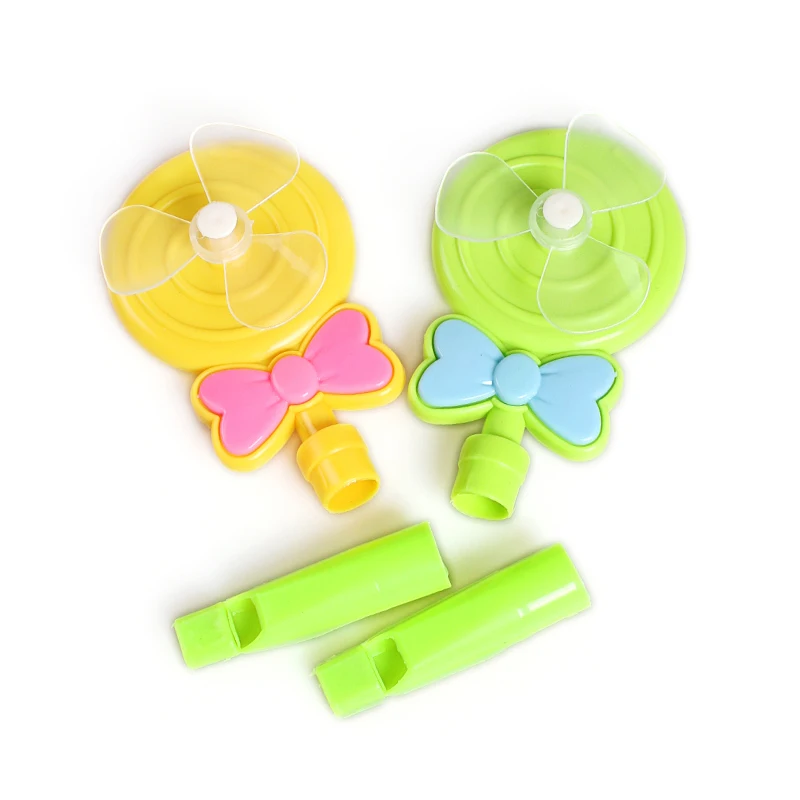 Macarons Candy Colors Lollipop Shape Plastic Windmill Toys Fan Whistle For Kids
