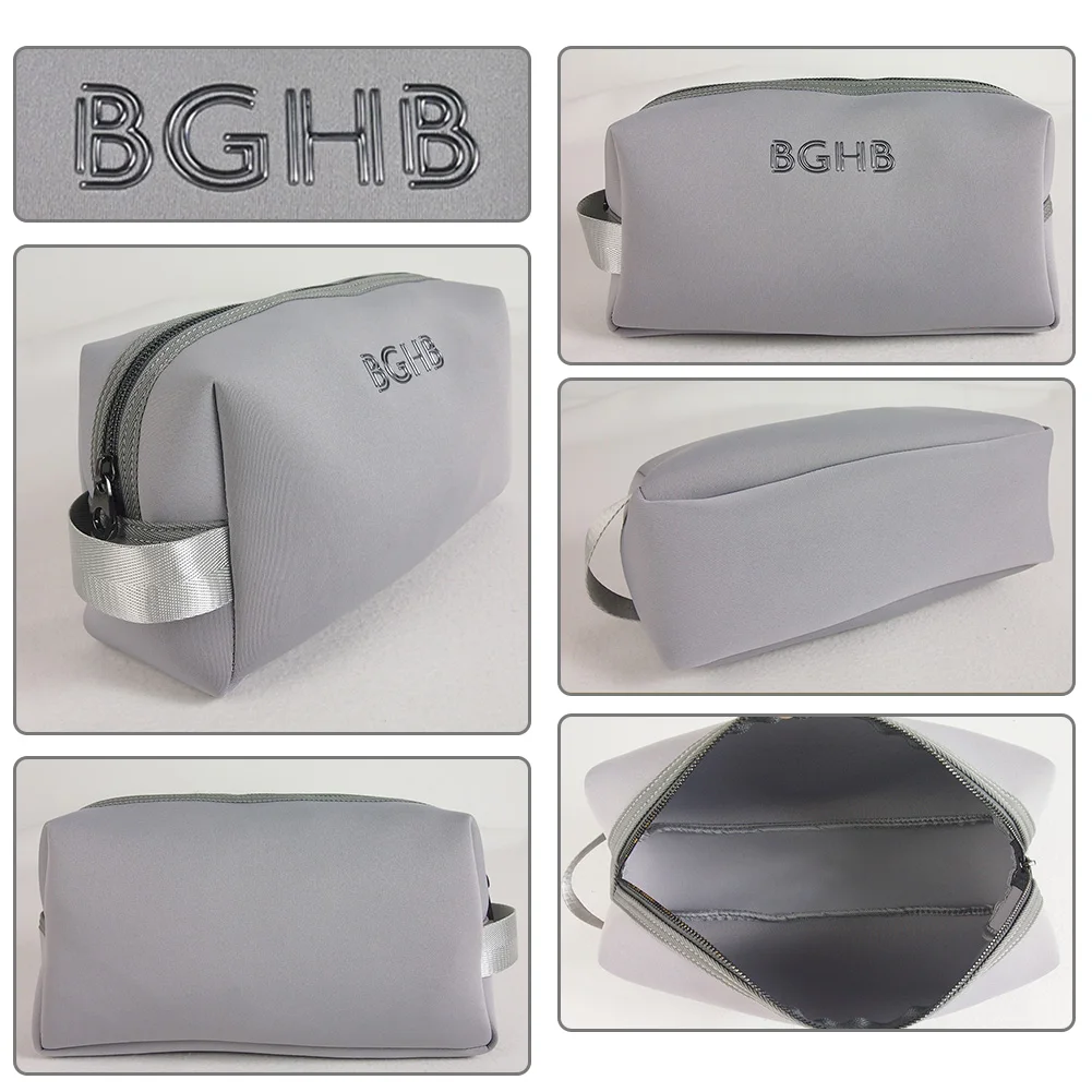 Portable simple fashion Environmental friendly neoprene cosmetic bag custom design logo neoprene makeup pouch toiletry bag