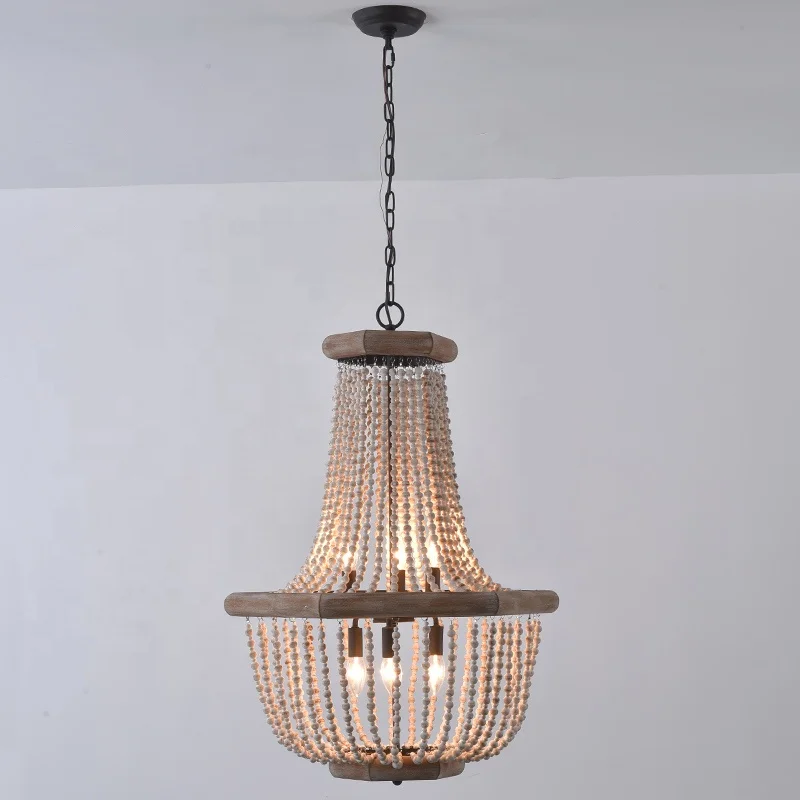 Classic Top Seller 2019 Luxury Vintage Wood Beads Pendant Light For Foyer made in China