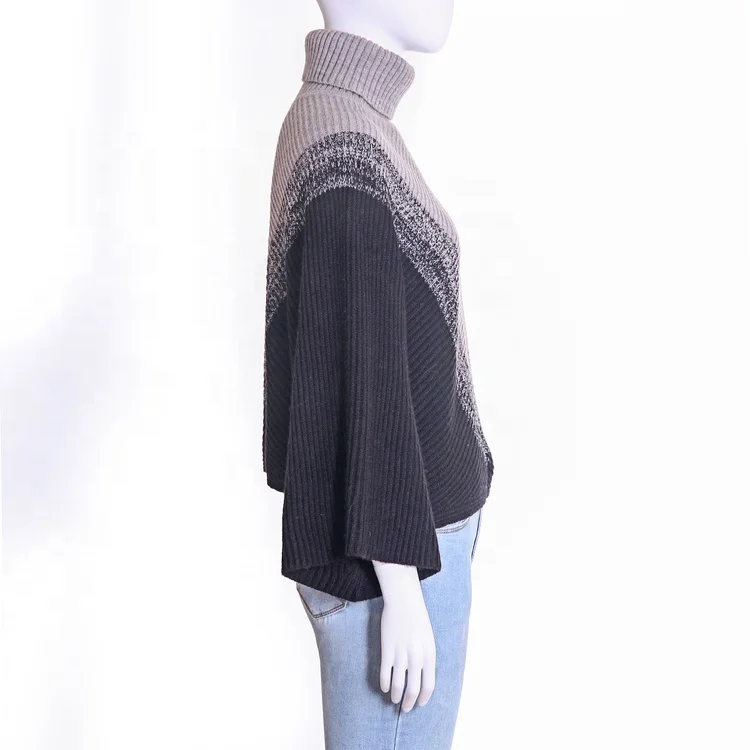 Factory price two-color gradient casual high neck cloak