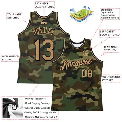 Hot Style Custom Camo Old Gold-black Authentic Salute To service Basketball Jerseys Clothing Manufacturers Basketball Uniform