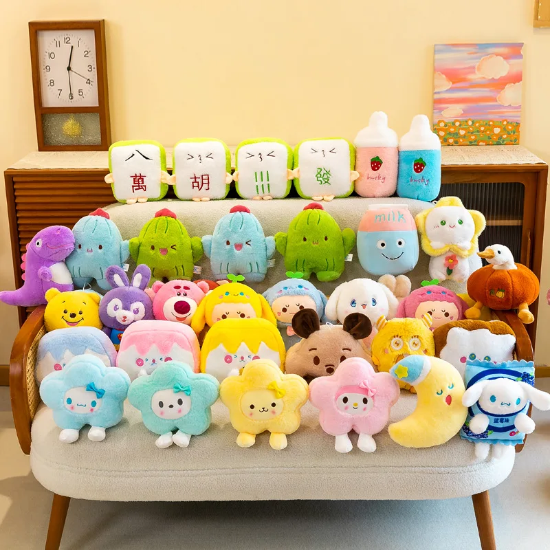 My Melody Kitty Kuromi  Kawaii Anime Cute Sanrioed Cinnamoroll Purin Plush Toy Cartoon Stuffed Dog Cat Animals Plush Toy doll