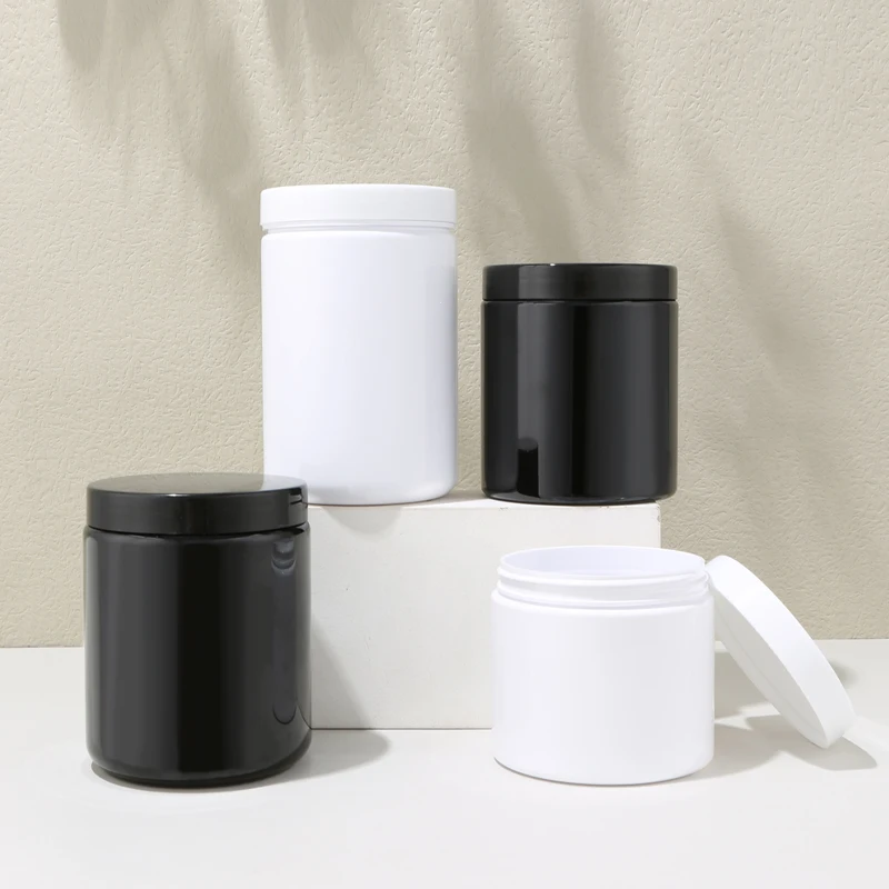 Large Black Medicine Supplement Bottles 250cc, 400cc, 500cc, 600cc, Pet Pill Bottle Empty Plastic Capsule Container