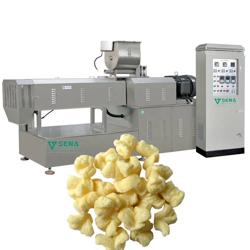 Industry Corn Puffs Snack Food Twin Screw Extruder Machinery Equipment Snacks Processing Line 304 Stainless Steel Provided Sena
