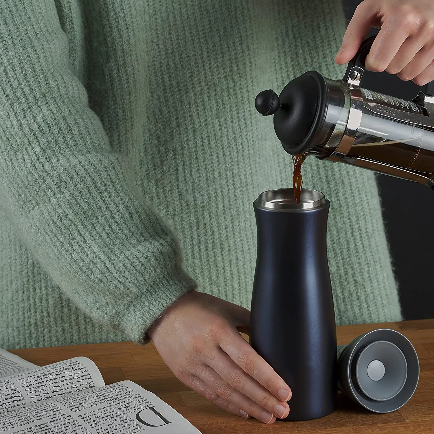 Winter Insulated Mug 13oz Stainless Steel  to Go Thermal Coffee Mug for On the Go Drinking Cup with Lid