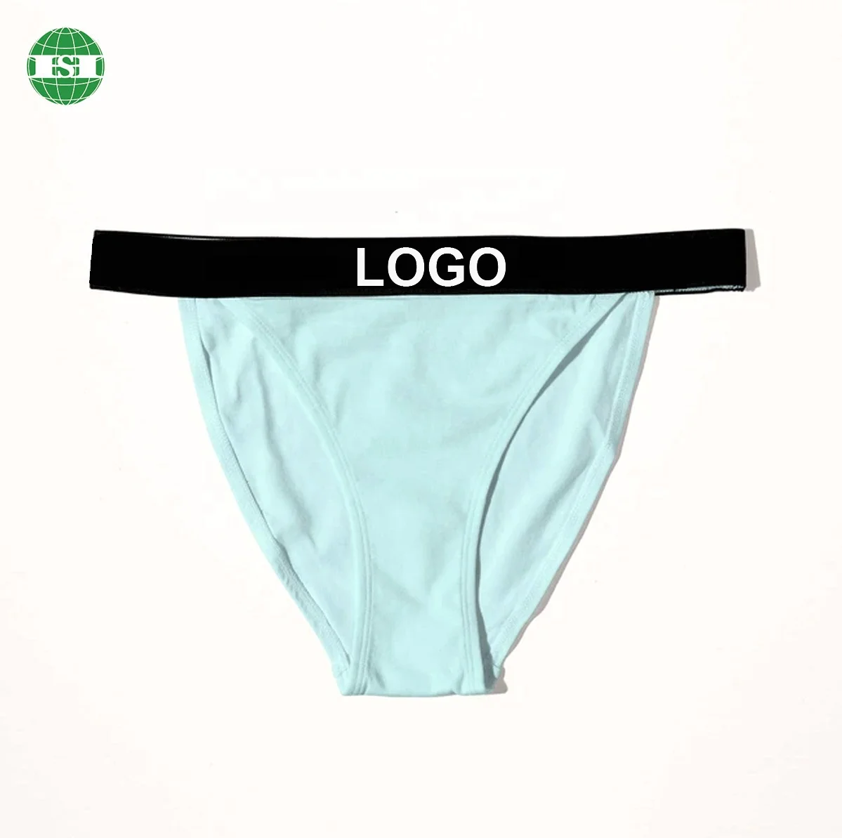 Custom brand name lettering waistband cotton/spandex underwear thongs for women