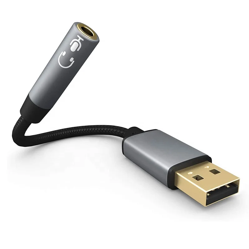 
USB 2.0 A to 3.5mm speaker headphone mic microphone jack audio adapter OTG Cable 