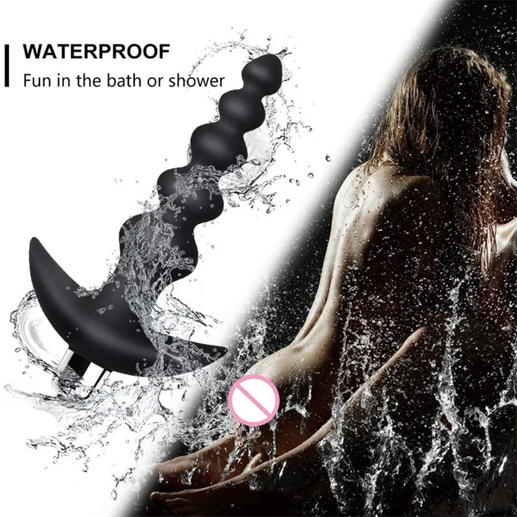 Vibrating Anal Beads Butt Plug Silicone 16 Vibration Modes Anal Sex Toy Bullet Vibrator for Men Women and Couples