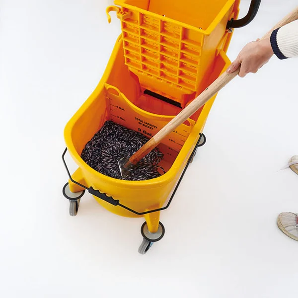 housekeeping hotel deluxe floor cleaning side down press roller wringer mop squeeze plastic bucket trolley with wheels
