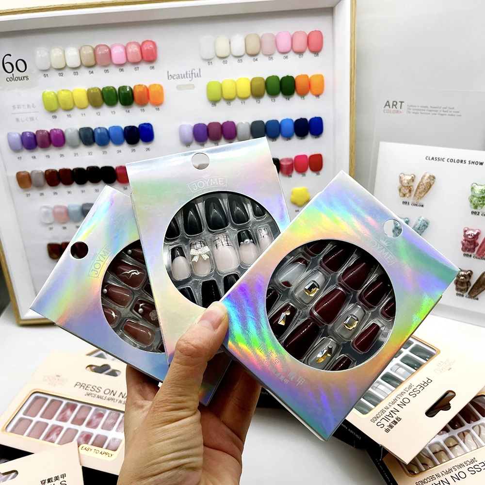 Wholesale non toxic gel nail polish strip press on false nail set handmade manicure acrylic press on nail artificial fingernails