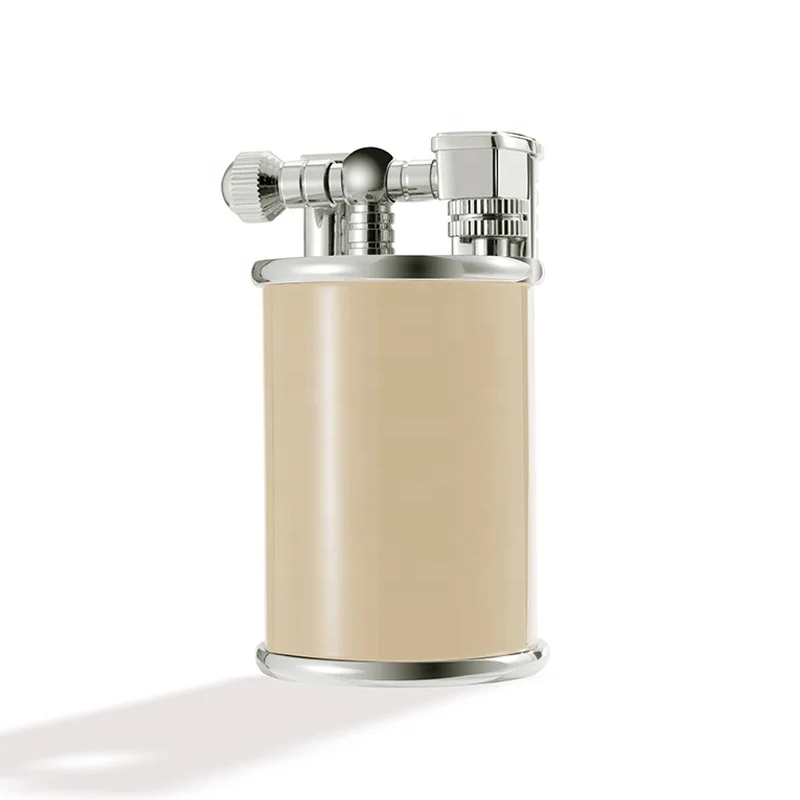 JIFENG JF-112 luxury style big size metal or leather flint gas single torch cigar lighter Cylindrical shape cigarette lighter