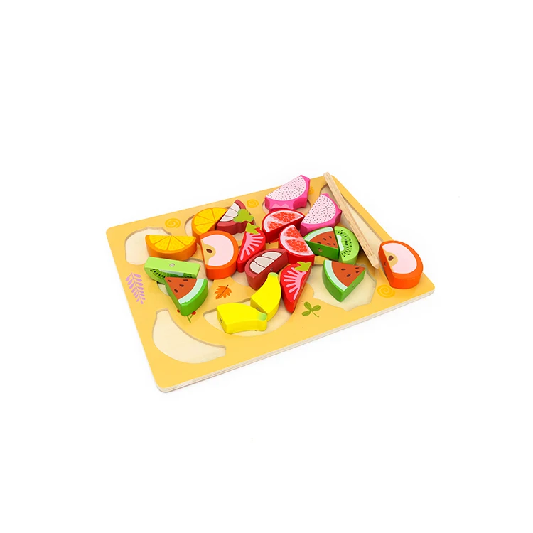 
YO WOW New Arrival Creative Funny Cutting Fruit Kids Modern Game Set Wooden Kitchen pretend Play Toys 