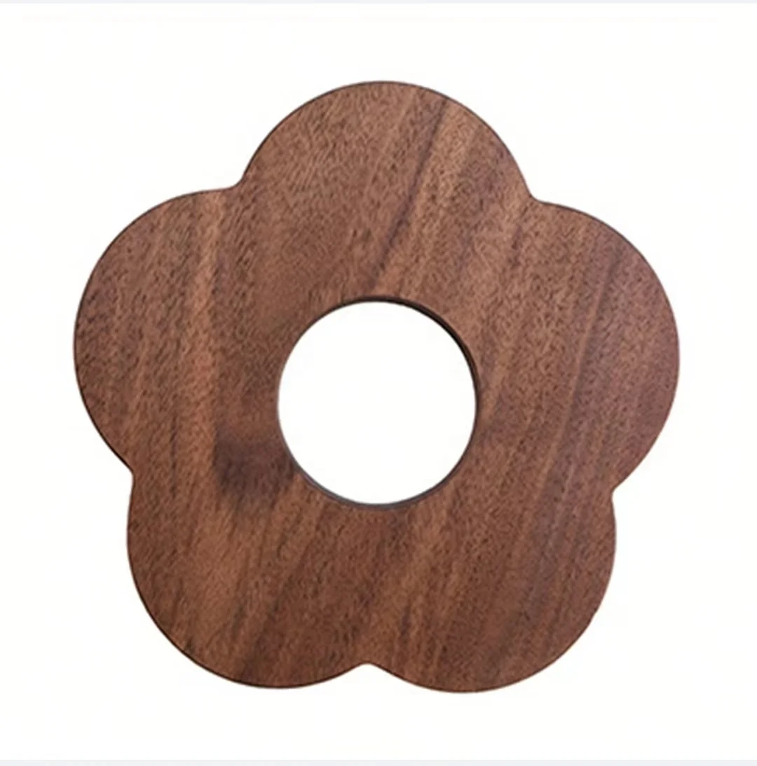 New Japanese Resin Tea Cup Mat Creative Kungfu Tea Solid Wood Flower Crystal Epoxy Resin Coaster Set Wood Resin Coaster