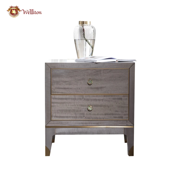  Welliton OEM Modern Style Bedroom Furniture Cabinet With Drawer Luxury Wood Bedside