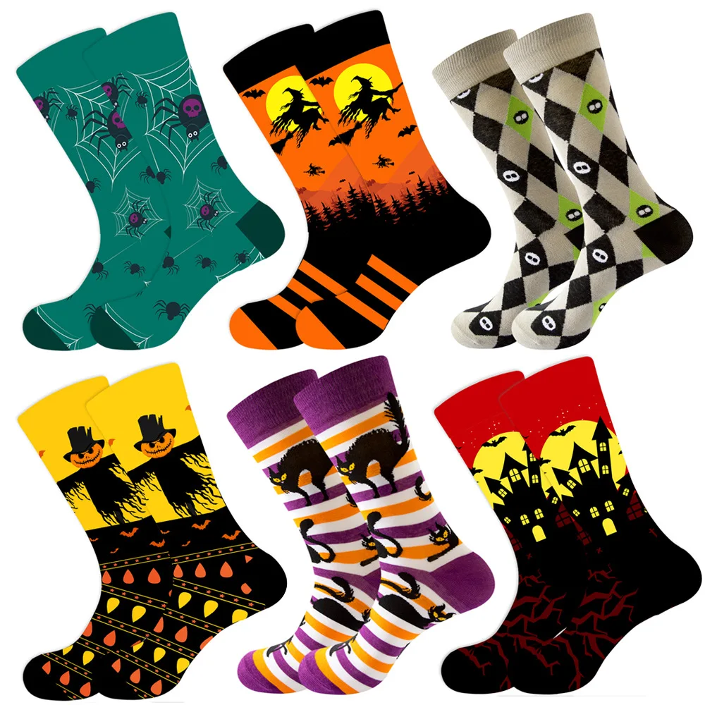 Wholesale Custom Fashion Design Colorful Festival Crazy Funny Men Dress Print Jacquard Socks