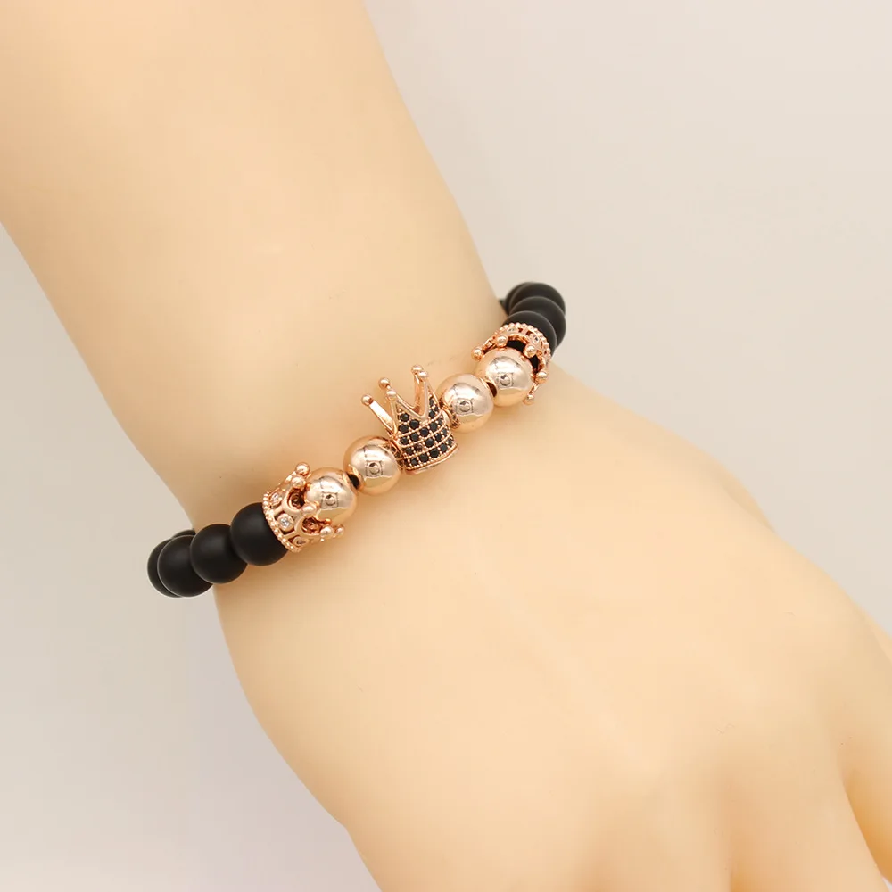 Браслет из черного матового оникса 8 мм