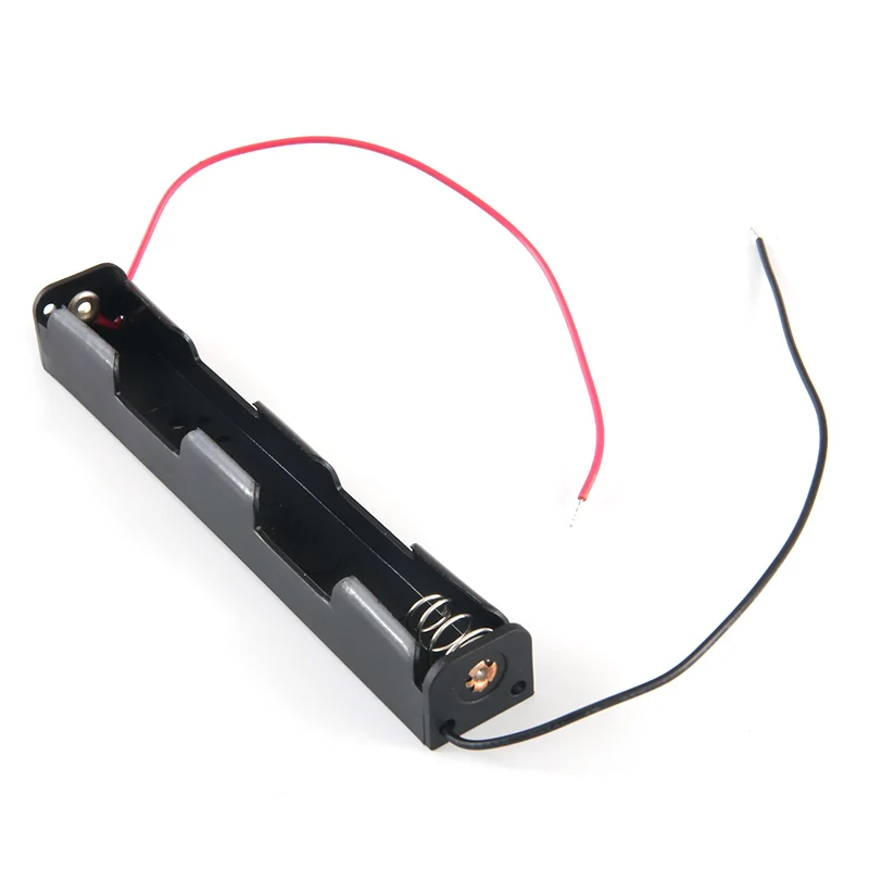 Oem Black Plastic 2*Aa Cell (Um-3*2) 2*1.5V Battery Cell Holder Case Box Long Type With Wire Leads