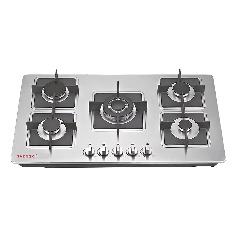 Cocina De Auto Stove 5 Burner Hob Aluminum Wok Cooktops Built In Gas Cooker Chinese Sabaf Burner Blue Flame Built In Gas Cooktop