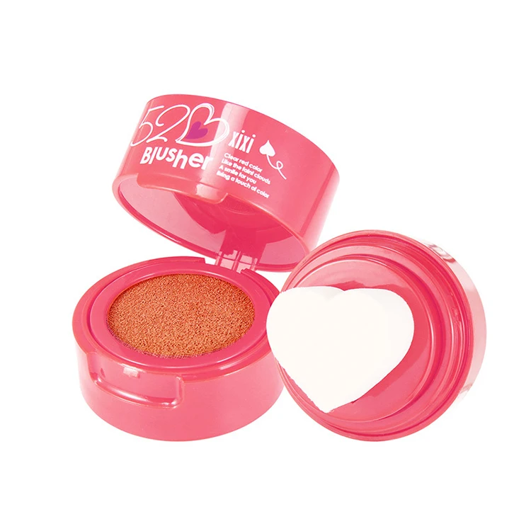 Girls brighten skin natural sweet seal blusher pink rose red orange heart shaped blush cushion