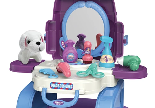 Girls Beautiful luxury Dresser Toys 3 in 1 hair salon toy 16 PCS cross body bag girl pretend play educational toy