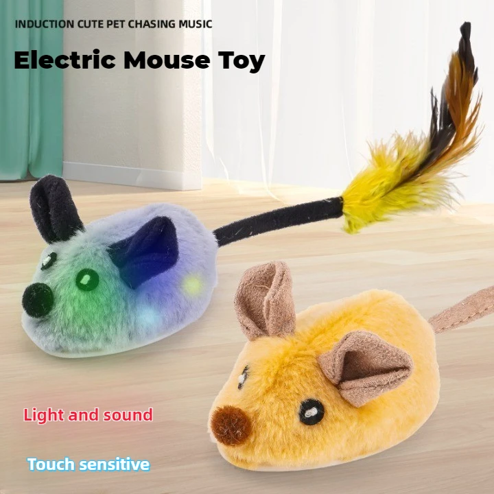 Automatic Moving Mouse Cat Toy Fun Plush Cat Interactive Toy Touch Sensitive Kitten Cat Electric Catching Mouse Toy