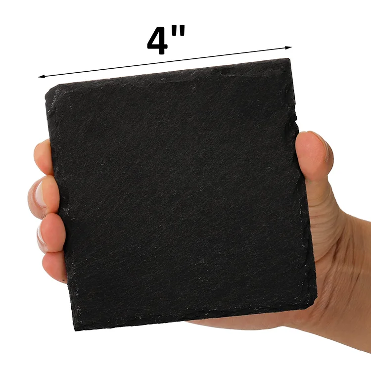 Hot Selling Marble Acrylic Rock Coaster Round Square Slate Coasters For Glasses Cups Slate Coasters For Laser Engraving