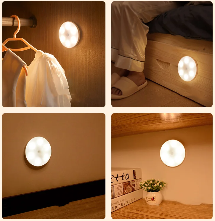 Комнатный светодиодный ночник с полимерным аккумулятором и маленьким датчиком движения