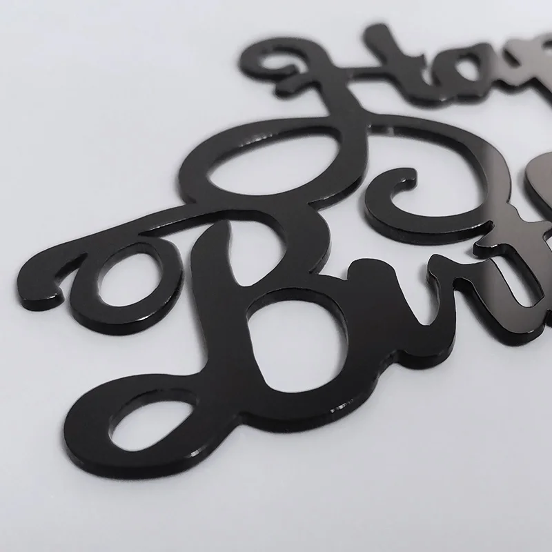 Happy Birthday Acrylic Cake Topper Black Acrylic Cake Decoration Calligraphy Style