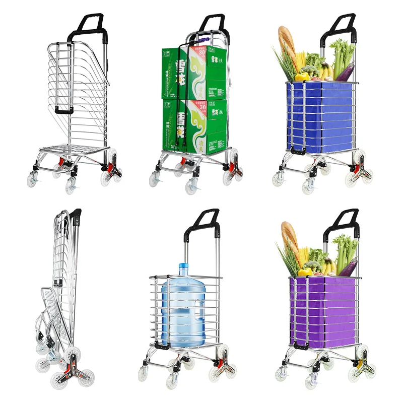 AMZ Supplier 8 wheels Aluminum Shopping Carts Heavy Duty Foldable Shopping Carts for Groceries Collapsible Rolling Cart
