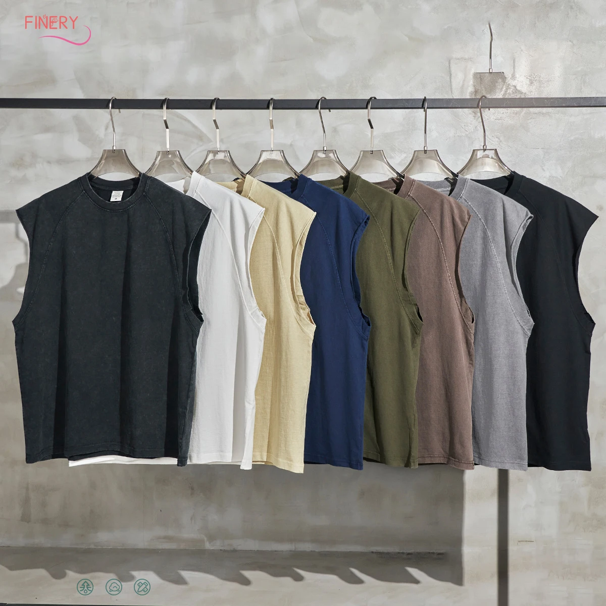 Latest Custom Digital Print 275GSM Heavy Weight 100%Cotton Vintage Washed Vest Custom Loose Raglan White Men Tank Top