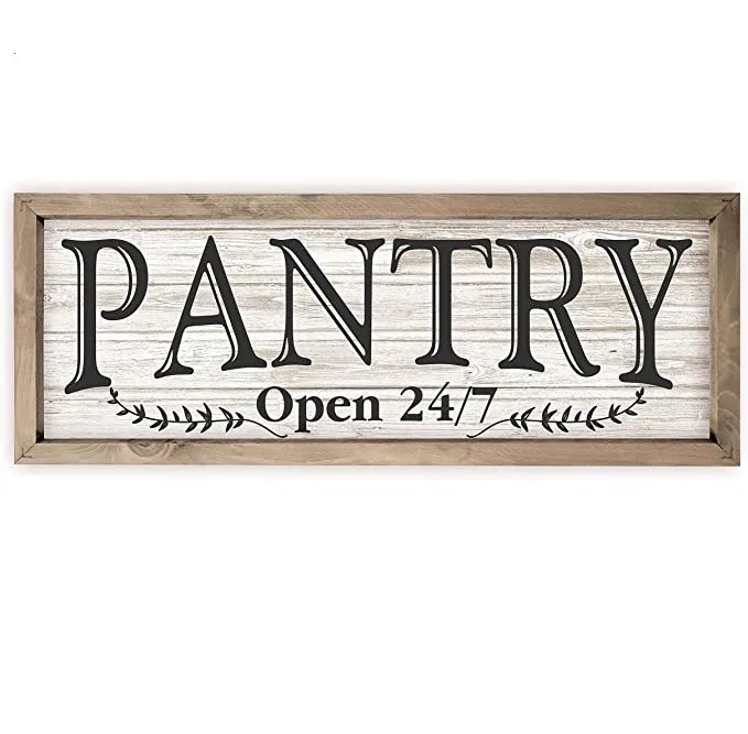 
Pantry Open Rustic Wood Wall Sign 6x18 Decorative wood plaque with without frame 