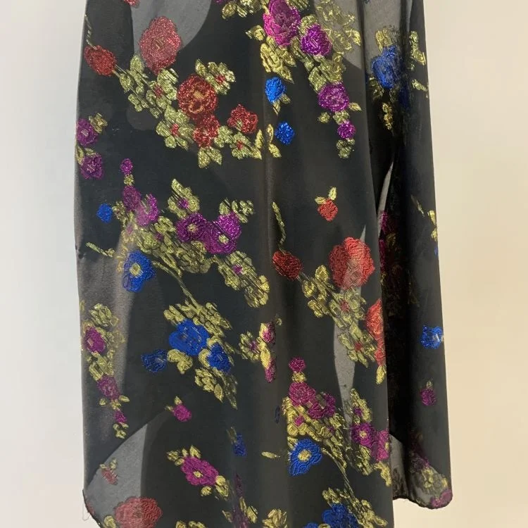 Make-to-order Black Flower Pattern Polyester China Home Textile Brocade Fabrics