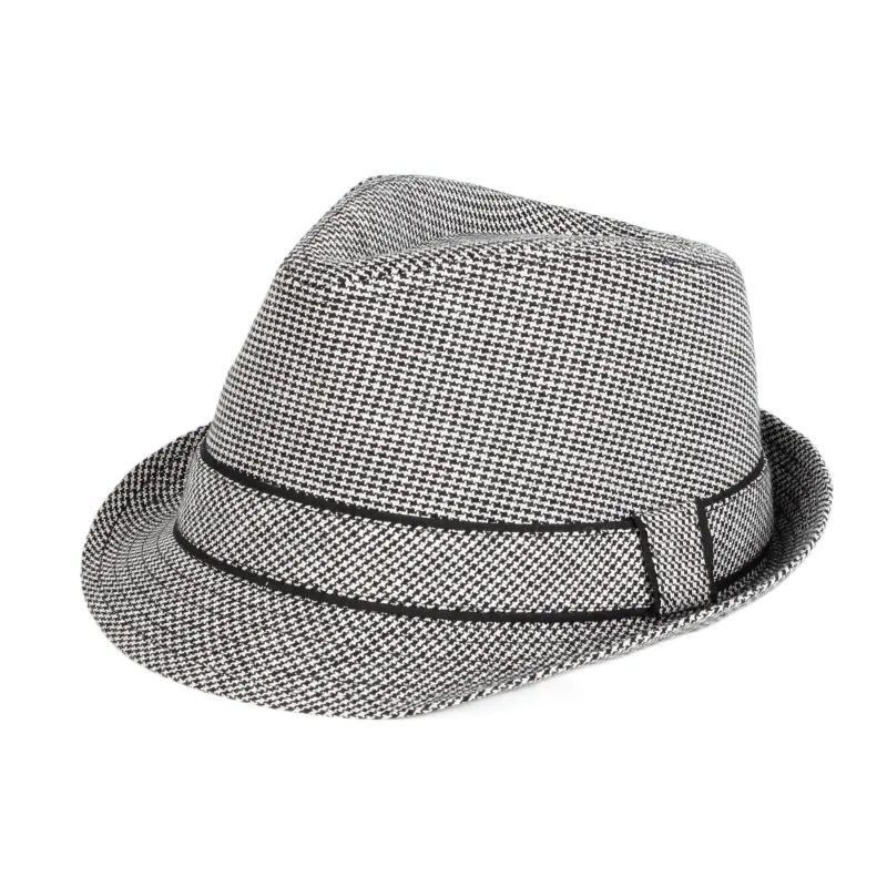 Wholesale Unisex Classic Spring Autumn Checked Black White Swallow Gird Panama Fedora Hats