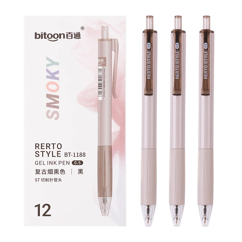 Factory Supplier Eco-Friendly Office Stationery Gel Pen 0.5mm Black Ink Colorful Plastic Shell Retractable Needle Tip